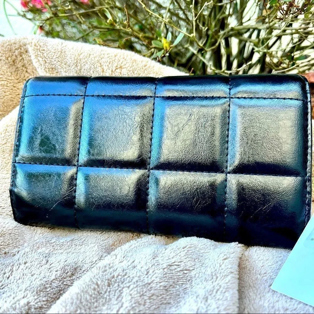 POPPY GREY FAUX LEATHER LARGE BIFOLD WALLET W/RFID-FREMONT/JET BLACK NWT